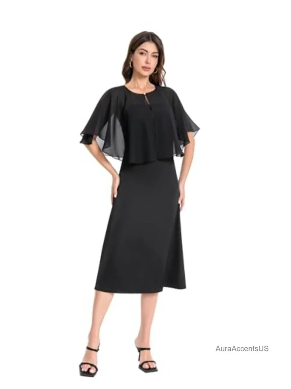 Women's Chiffon Capelet Shawl Wrap Elegant Lightweight